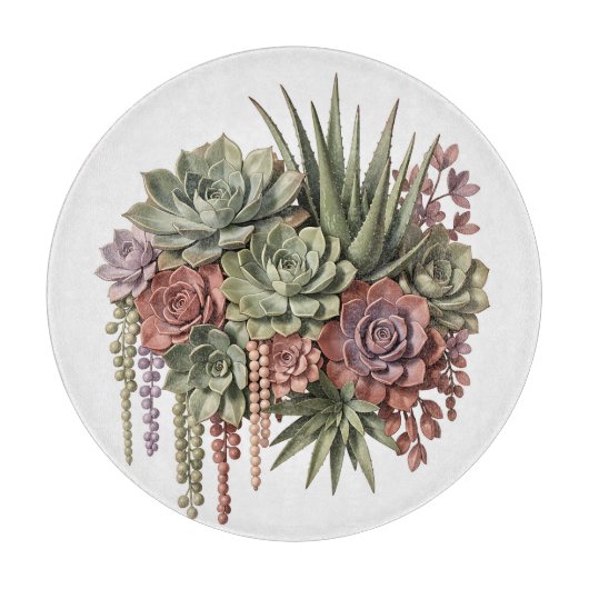 多肉植物の花束 グリーン ピンク カッティングボード (正面)