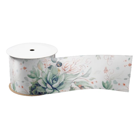 多肉植物の葉 緑 エレガントな植物 サテンリボン (リール)