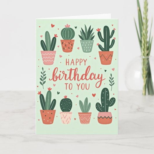 多肉植物の誕生日カード カード (正面)