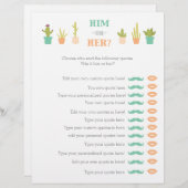 多肉植物は彼または彼女のブライダルシャワーゲーム (正面/裏面)