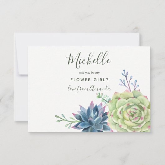 多肉植物は私の花の女の子になる 招待状 (正面)