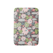 多肉植物は緑色のピンク色のサボテン バスマット (正面縦)