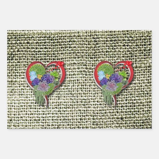 多肉植物を愛する園芸植物 ラッピングペーパーシート (正面)