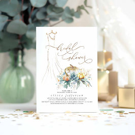 多肉植物グリーンカボンプキンドレスブライダルシャワー 招待状