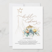 多肉植物グリーンカボンプキンドレスブライダルシャワー 招待状 (正面)