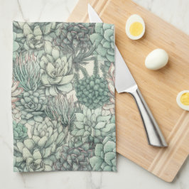 多肉植物グリーンバースデーパーティー キッチンタオル