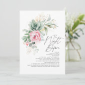 多肉植物グリーンリーピンクフローラリハーサルディナー 招待状 (スタンド正面)