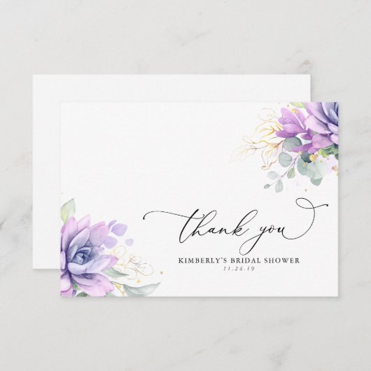 多肉植物グリーンリーブライダルシャワーありがとう サンキューカード (正面/裏面)