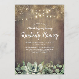 多肉植物グリーンリー素朴カントリー誕生日 招待状