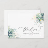 多肉植物グリーン ブライダルシャワー サンクス サンキューカード (正面/裏面)
