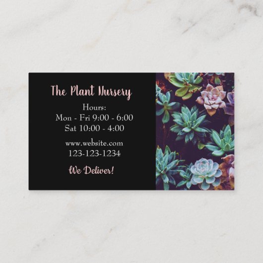 多肉植物ブラックビジネスカード 名刺 (裏面)