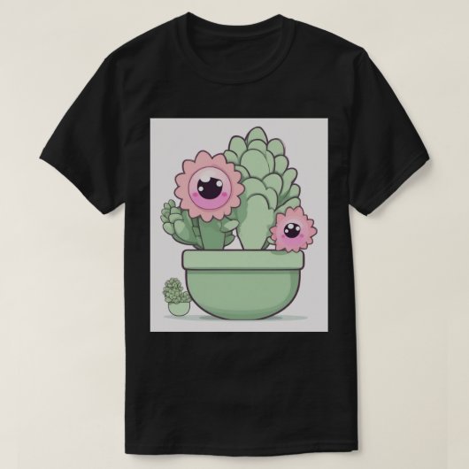 多肉植物愛好家のためのかわいい多肉植物デザイン Tシャツ (デザイン正面)