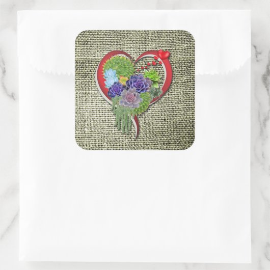 多肉植物愛好家の庭の植物 スクエアシール (バッグ)