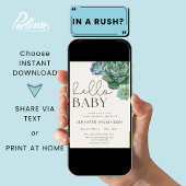 多肉植物砂漠ハローベビーシャワー 招待状