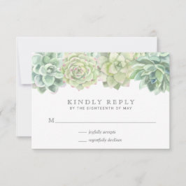 多肉植物緑色水結婚色 出欠カード