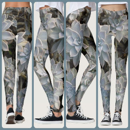 多肉植物銀色 レギンス