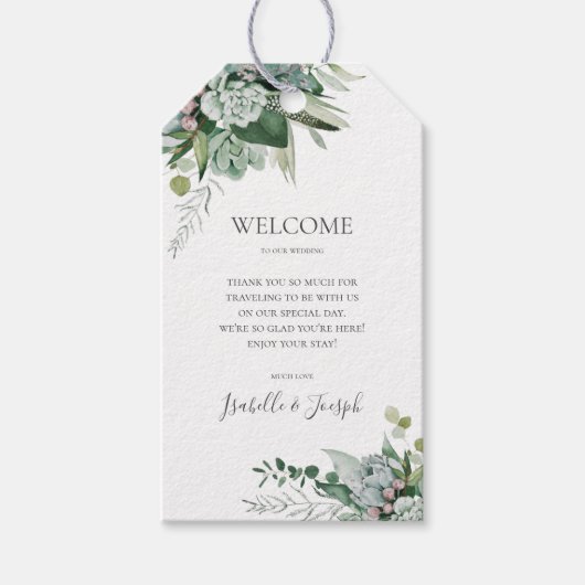 多肉植物 |の結婚ウェルカムギフトラベル ギフトタグ (正面)
