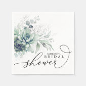 多肉植物 グリーン エレガント ウェディング / ベイビーシャワー N スタンダードカクテルナプキン (正面)