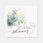 多肉植物 グリーン エレガント ブライダル/ベイビーシャワー スタンダードカクテルナプキン (正面)