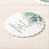 多肉植物 グリーン エレガント モダン 紙コースター (アングル)