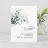 多肉植物 グリーン ゴールドの葉 エンゲージメントパーティー 招待状 (スタンド正面)