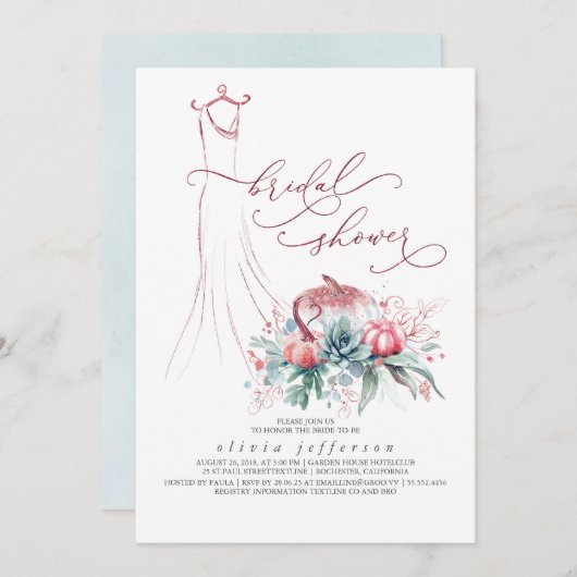 多肉植物 グリーン パンプキン ドレス ブライズシャワー I 招待状 (正面/裏面)