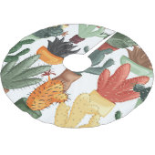 多肉植物、サボテン:かわいい花のパターン。 ブラッシュドポリエステルツリースカート (アングル)