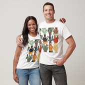 多肉植物、サボテン:かわいい花のパターン。 Tシャツ (ユニセックス)