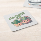 多肉植物 スクエアペーパーコースター (アングル)