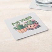 多肉植物 スクエアペーパーコースター (アングル)