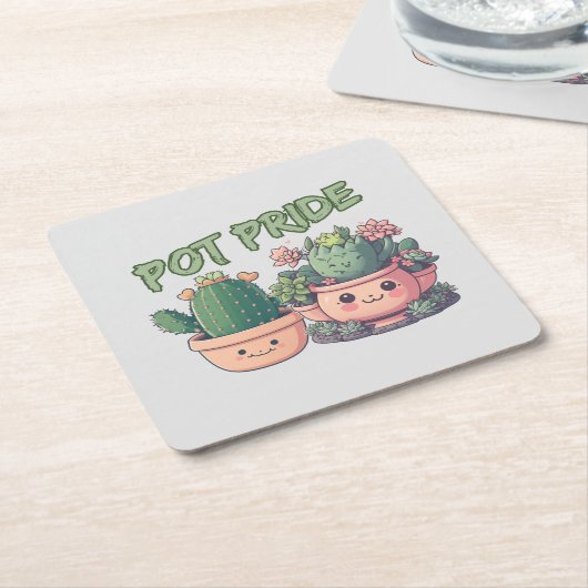 多肉植物 スクエアペーパーコースター (アングル)