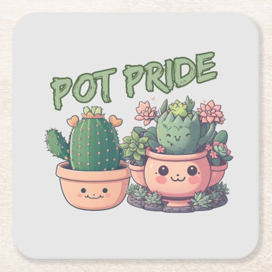 多肉植物 スクエアペーパーコースター (正面)