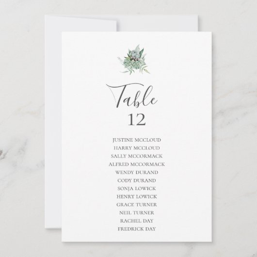 多肉植物 |テーブル番号シーティンググラフ (正面)