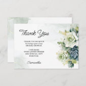 多肉植物、バラ、緑のブライダルシャワー サンキューカード (正面/裏面)