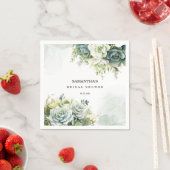多肉植物、バラ、緑のブライダルシャワー スタンダードカクテルナプキン (インサイチュ)