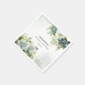 多肉植物、バラ、緑のブライダルシャワー スタンダードカクテルナプキン (角)