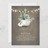 多肉植物 パンプキン ゴールド クロス 秋 洗礼 招待状 (正面)