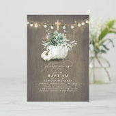 多肉植物 パンプキン ゴールド クロス 秋 洗礼 招待状 (スタンド正面)