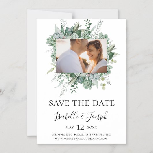 多肉植物 |日付の保存 マグネット招待状 (正面)