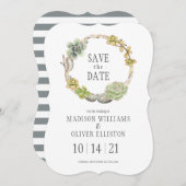 多肉植物、枝、石 | 保存日 セーブザデート (正面/裏面)