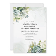 多肉植物、白いバラ、緑のブライダルシャワー