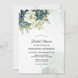 多肉植物、花と緑のブライダルシャワー 招待状