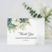 多肉植物、花、緑の ブライダルシャワー サンキューカード (スタンド正面)