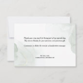 多肉植物、花、緑の ブライダルシャワー サンキューカード (裏面)