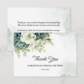 多肉植物、花、緑の ブライダルシャワー サンキューカード (正面/裏面)