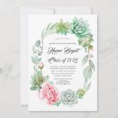 多肉植物 – 2019年クラス卒業 招待状 (正面)