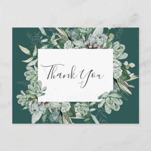 多肉植物 | Dark Green 結婚's Thank You ポストカード (正面)