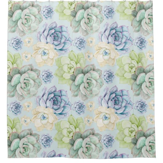 多肉模様のシャワーカーテン シャワーカーテン (正面)