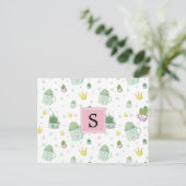 多肉模様，サボテン模様，モノグラム ポストカード (スタンド正面)