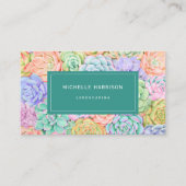 多肉水彩パステルカラフルガーデニング 名刺 (正面)